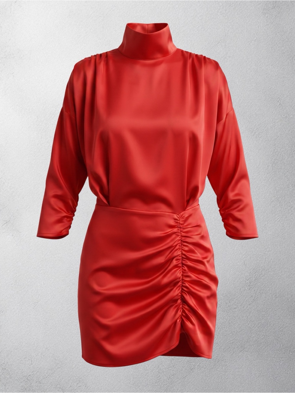 NWT WNTRMSE Kenzie Satin Mini Dress in Red Open Back Mock Neck, US 6 ($245)